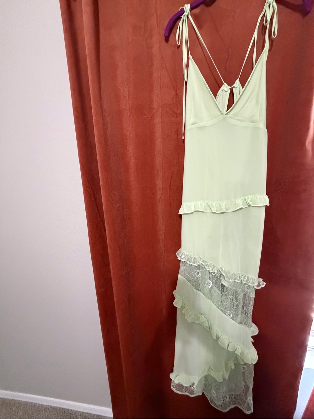 Forever 21 Pale Green Ruffle Slip Dress